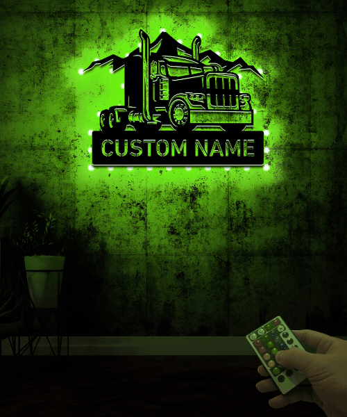 Metal Semi Truck Driver Sign